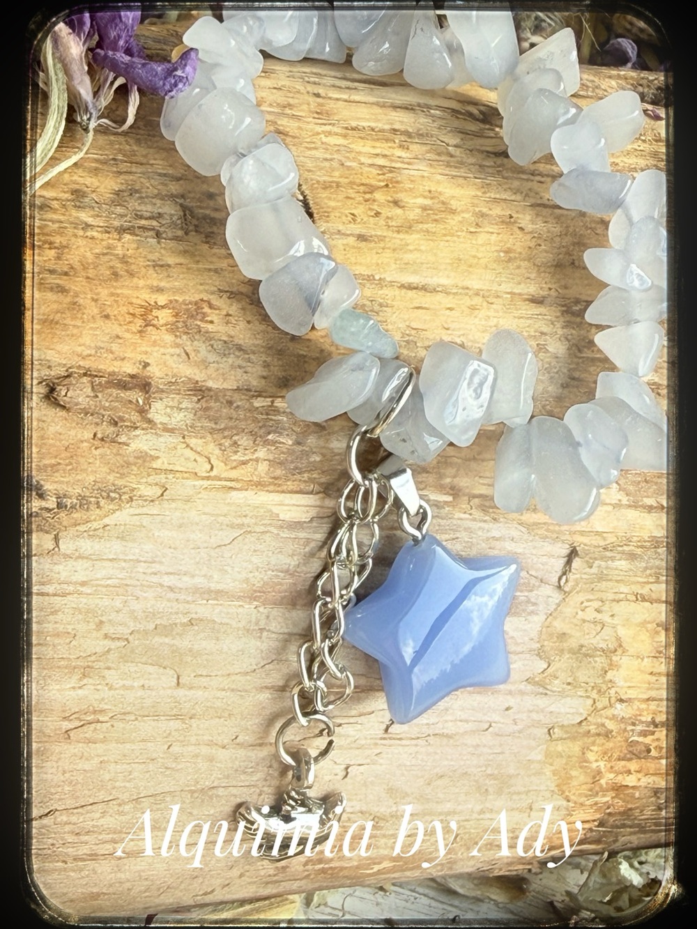 Aquamarine chunky beaded bracelet big charms